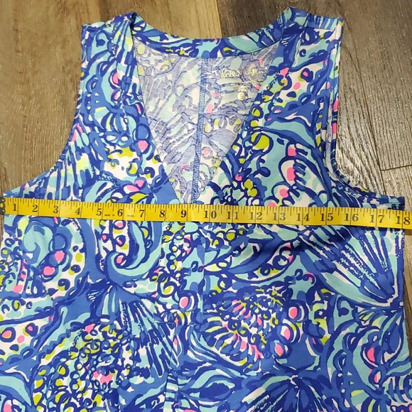 Lilly Pulitzer Pima cotton seashell blue pink multicolored mini dress - Picture 3 of 5